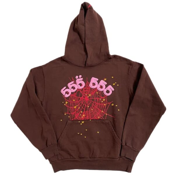 Sp5der Men Women Web Pattern Tracksuit Brown - Image 3